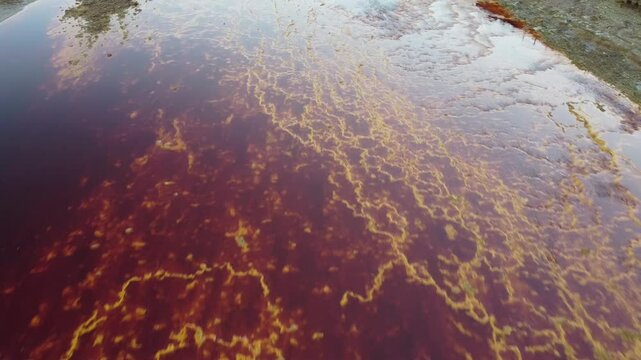 Aerial drone footage of the Rio Tinto, Spain