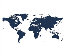 A Minimalistic Vector Illustration of a World Map Featuring Clear Borders and Distinct Landmasses, Perfect for Educational and Informational Purposes