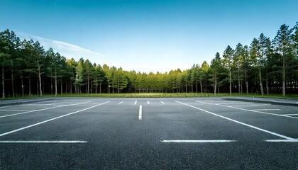 Fototapeta premium Empty parking lot forest background, minimal, clean 