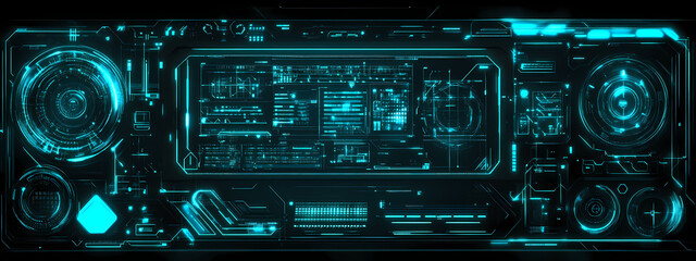 Fototapeta premium Neon Tech Framework