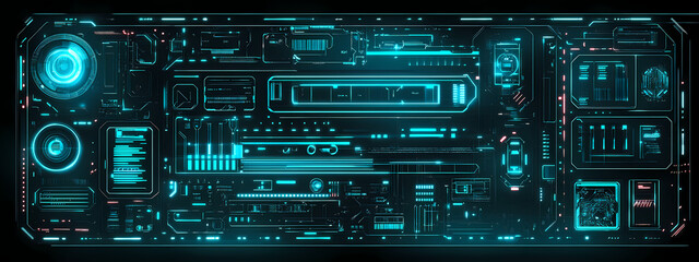 Fototapeta premium Neon Tech Framework