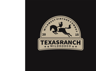 vintage cowboy rodeo emblem logo design vector  illustration