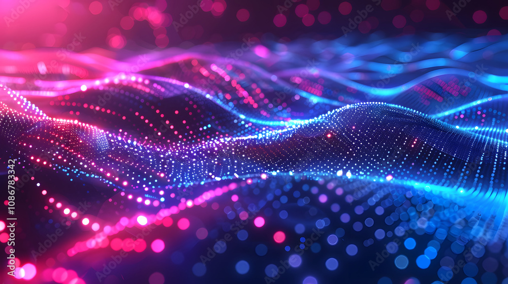 Aufkleber technology abstract lines and dots connection background. connection digital data and big data conce
