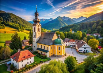 Fototapeta premium Captivating Views of Kirche St Michael Schwanberg: A Historical Gem Surrounded by Scenic Landscapes and Cultural Heritage in the Heart of Austria