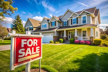 Capturing the Essence of a 'For Sale' Sign in a Lively Neighborhood: A Documentary Photography Perspective on Real Estate in Action