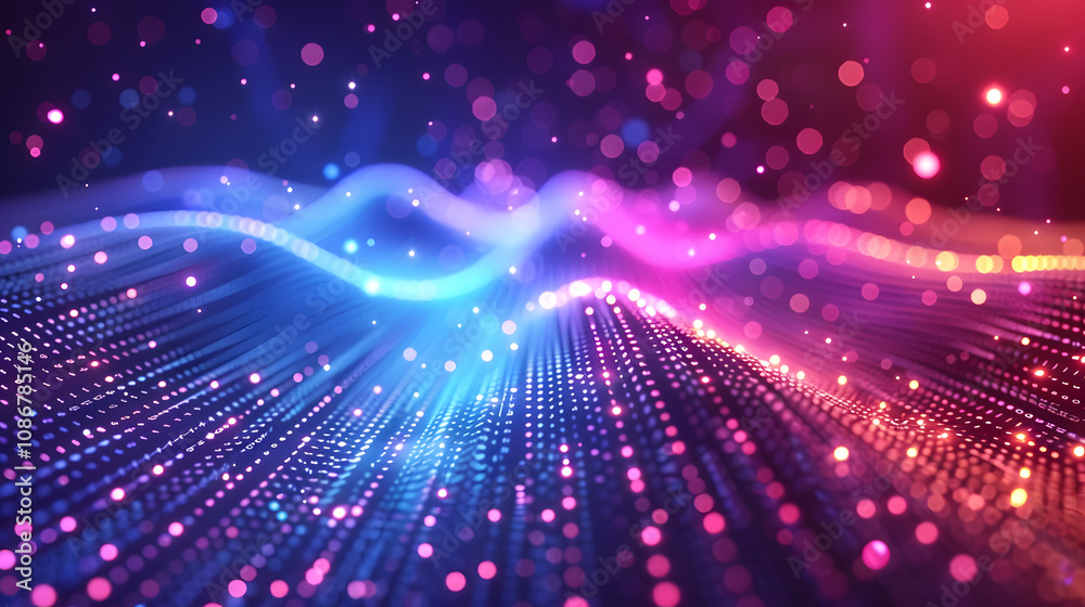 Aufkleber technology abstract lines and dots connection background. connection digital data and big data conce