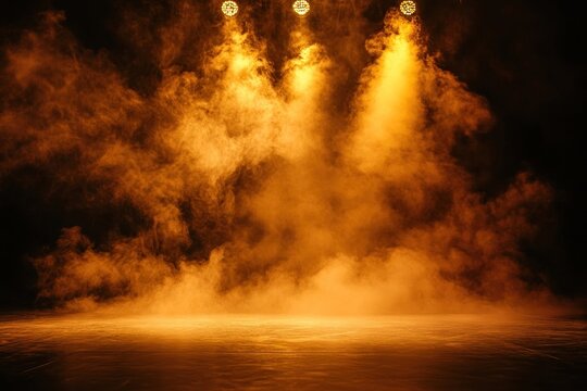 Stage with scenic lights spotlight lighting effects.