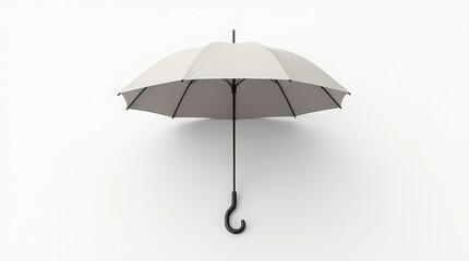 Minimalist gray umbrella with black handle on a white background