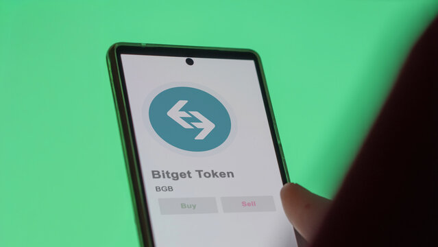 Close up on logo of BGB Bitget Token on the screen of an exchange. BGB Bitget Token price stocks, $BGB on a device.