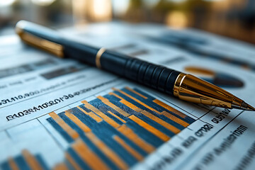 Fototapeta premium A detailed credit score analysis report featuring graphs and data charts, showcasing financial evaluation in a modern and clean layout, ideal for professional finance documents. 