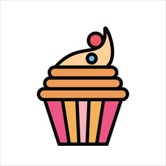 cup cake vector icon line templateBasic RGB