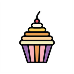cup cake vector icon line templateBasic RGB