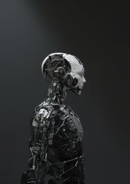 Portrait robot futuristic intelligence technology.