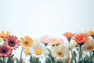Fototapeta premium Beautiful daisies border the isolated white background
