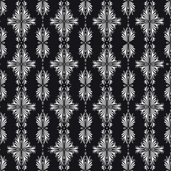 Seamless stylized floral vertical ornament. Graphic one-color vector drawing.
