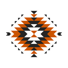 Geometric ethnic pattern art. American, Mexican style. White background. Aztec tribal ornament print. Design for fabric, clothing, textile, logo, symbol.