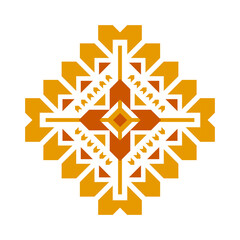 Geometric ethnic pattern art. American, Mexican style. White background. Aztec tribal ornament print. Design for fabric, clothing, textile, logo, symbol.