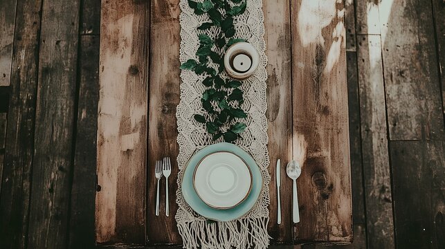 Handmade dining table setup rustic location lifestyle content natural environment warm viewpoint eating concept
