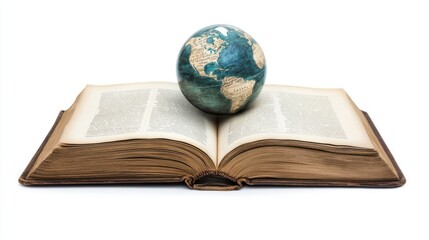 An Open Book with a Globe Symbolizing Knowledge and Learning of Global Cultures, Geography, and International Awareness for Educational Purposes