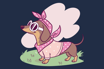 cute Dachshund Paws and Polka Dots vector