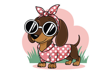 cute Dachshund Paws and Polka Dots vector