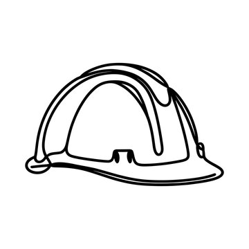 recommend clip art: Black line drawing of a hard hat icon, representing construction and safety, isolated on a white background.