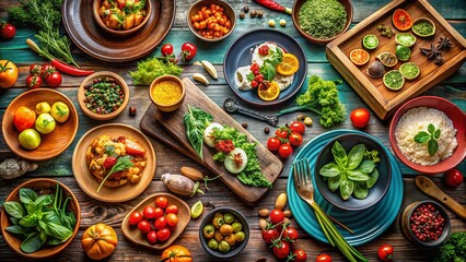 Fototapeta premium Delicious and Aesthetic Food Photography Featuring Archivo Font for Creative Culinary Presentations and Recipes in a Stylish Setting with Natural Light and Textures