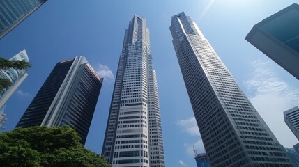 Fototapeta premium Tall Skyscrapers in Urban Cityscape