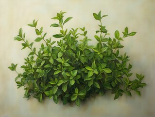 Obraz premium Lush green leaves create a vibrant and refreshing botanical arrangement, perfect for nature-themed projects.