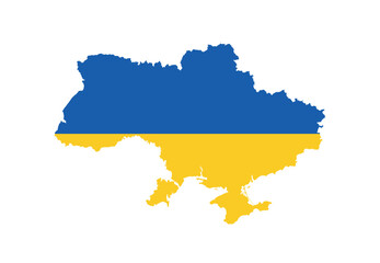 Ukraine Map vector icon. Map of Ukraine in Flag colors.