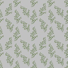 Classic Small Leaves Classic on Gray Background Seamless Pattern Design