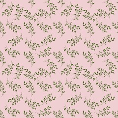 Leaves Small on Pink Background Seamless Pattern Design