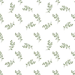 Small Green Branch Seamless Pattern Design