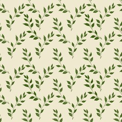 Leaves Big on Yellow Background Seamless Pattern Design
