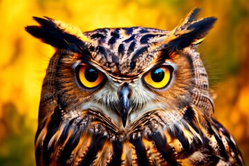 Fototapeta premium owl eyes an owls eyes explode into a burst of piercing yellow an