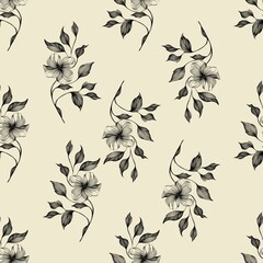Big Flowers on Yellow Background Seamless Pattern Design