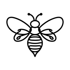 Linear bee icon isolated on white background. Black bee symbol. Vector illustration