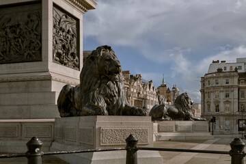 Trafalgar Square Lion Statues in London
