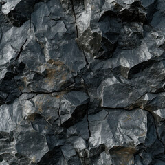 The surface of a weathered mountain rock, displaying black rock texture  offers a close-up look at beauty of natural stone and geological formations. AI generative