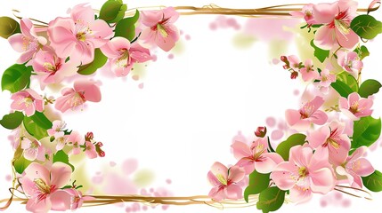 Fototapeta premium Cherry Blossom Petal Frame - a delicate and enchanting visual. The cherry blossom petals create a beautiful frame that adds a touch of spring elegance.