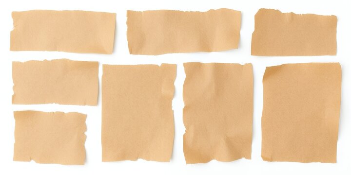 Textured brown paper creatively arranged on a white background