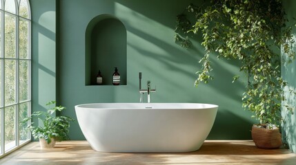 Fototapeta premium Modern Green Bathroom Design