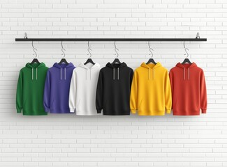Colorful Blank Hoodies Display on a Shelf