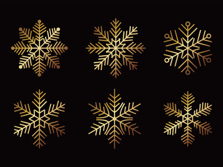 雪の結晶アイコン6種セット　ゴールド