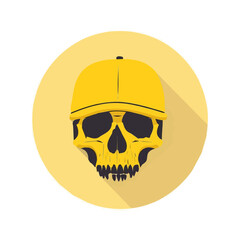 Simple flat 2D icon skullcap isolated on a transparent background, vector, flat design, animation design, vector, flat design, animation design, simple flat 2D icon, flat vector, yellow
