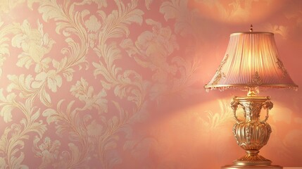 Elegant Vintage Lamp with Ornate Wallpaper