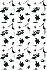 Seamless pattern with funny cartoon animals