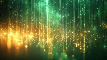 Cascading streams of illuminated data forming glowing holographic trails over a cyberpunk digital matrix