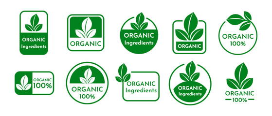 Organic vector label and vector icon