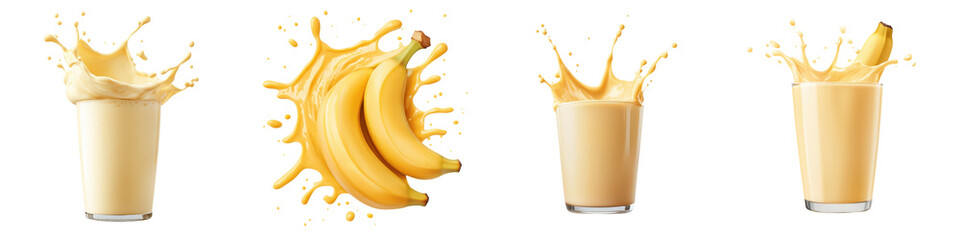 Vibrant Banana Smoothie Splash in Glass